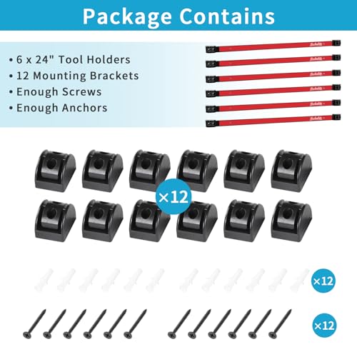 6 Pieces 24" Magnetic Tool Holder Strip (Red 6PC / 24")