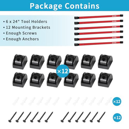 6 Pieces 24" Magnetic Tool Holder Strip (Red 6PC / 24")