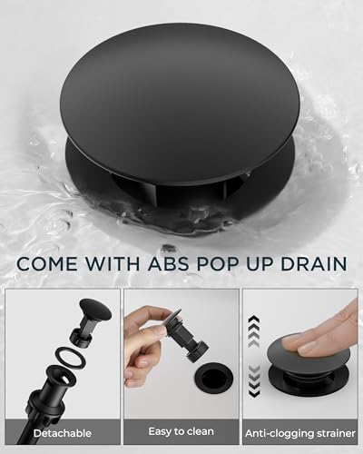 Widespread Black Bathroom Faucet 3 Hole (Matte Black)