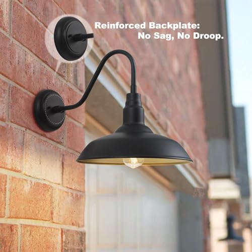 14in Dome Large Outdoor Barn Lights (Black and Brass / 14" Dome)