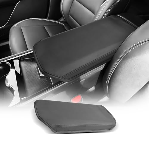 for Chevrolet Blazer EV 2024 2025 2026 Center Console Cover Armrest Box Cover for Chevy Blazer EV (Blazer EV 2024-2026 Thin Black leather)