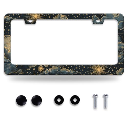 Beautiful Night Starry Sky License Plate Frame Nebula Stars License Plate Holder Funny Personalise Car Stainless Stee Decorative Parts for Standard Us Canada Vehicles 12x6 Inch for Women Men (Beautiful Night Starry Sky)