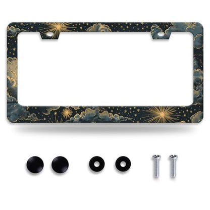 Beautiful Night Starry Sky License Plate Frame Nebula Stars License Plate Holder Funny Personalise Car Stainless Stee Decorative Parts for Standard Us Canada Vehicles 12x6 Inch for Women Men (Beautiful Night Starry Sky)
