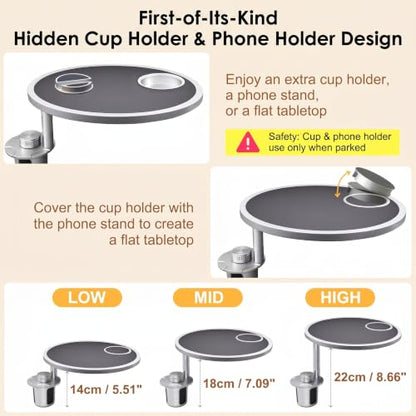 Car Desk for Laptop 360° Rotating Tesla Tray with Cup Holder Phone Stand (𝗥𝗼𝘂𝗻𝗱 · Black / 𝗔𝗺𝗮𝘇𝗼𝗻 𝗖𝗵𝗼𝗶𝗰𝗲)