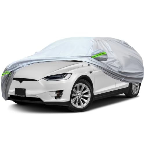 6 Layers Premium SUV Car Cover Waterproof All Weather Weatherproof UV Sun Protection Snow Dust Storm Resistant Outdoor Exterior Custom Form (Silver Car Cover / K8 - SUV -（Fits size 188"-200"）)