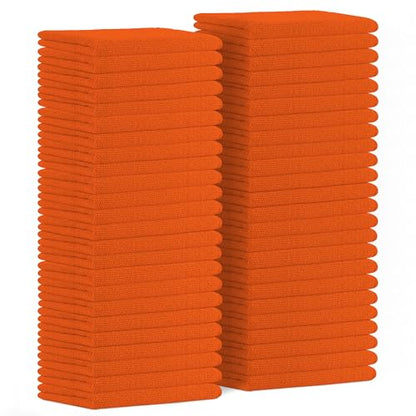 Microfiber Cleaning Cloths (Pack of 48 - 16x16 Inches / Orange)