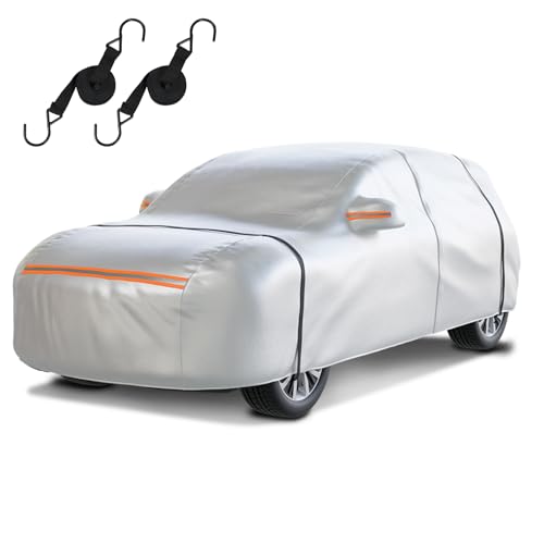 Heavy Duty SUV Car Cover Waterproof All Weather for Automobiles (Silver / Fit SUV-Length (Up To 201"))