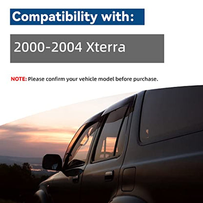 4pcs Window Visors Rain Guards for 2000 (for 2000-2004 Nissan Xterra)