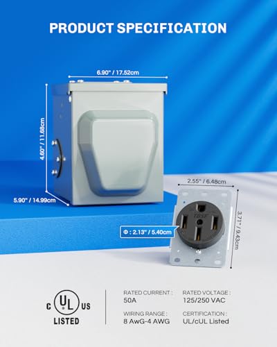 50 Amp RV Power Outlet Box (50 Amp 14-50R)