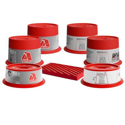 Jack Block Combo Kit with 4 Inch Block 8 Inch Block and Clean Step RV Camper Leveling and Entry System (x2 - 4" Jack Block x4 - 8" Jack Block)
