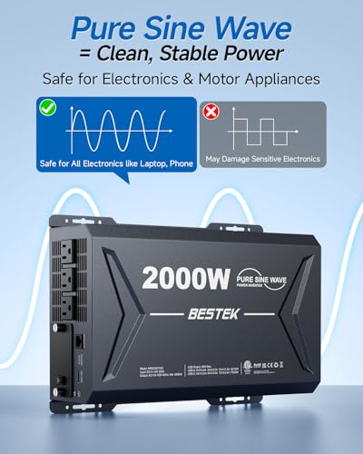 2000 Watt Pure Sine Wave Power Inverter (Gray)
