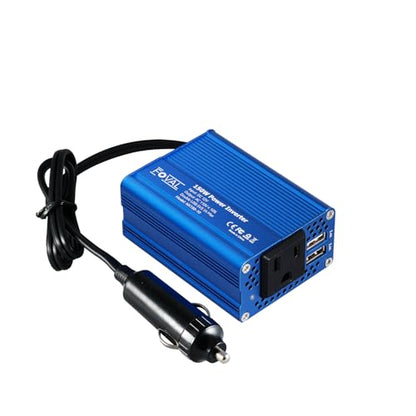 150W Car Power Inverter 12V DC to 110V AC Converter Vehicle Adapter Plug Outlet with 3.1A Dual USB Car Charger for Laptop Computer (Classic Blue)