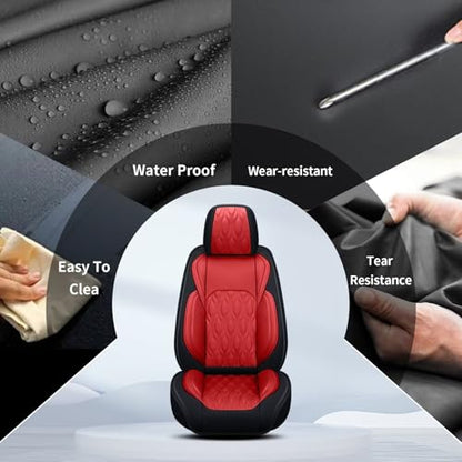 Full Set Waterproof Leather Seat Covers for Toyota Camry 2002 (#067 Black&Red / 3.Camry-5 Seat Covers Full Set)