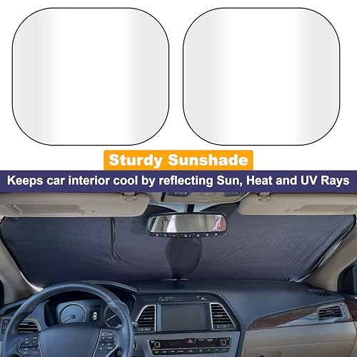 2 Piece Foldable Car Windshield Sun Shade (Medium)
