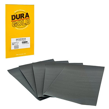 5-1/2" x 9" Wet or Dry Sandpaper Sheets, 1500 Grit, Box of 25 (1500-Grit)