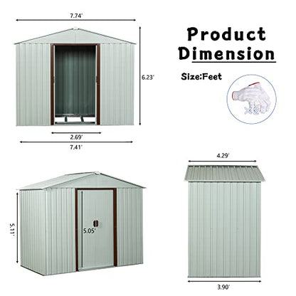 4x8 FT Outdoor Storage Shed (4x8 FT/No Window / White)