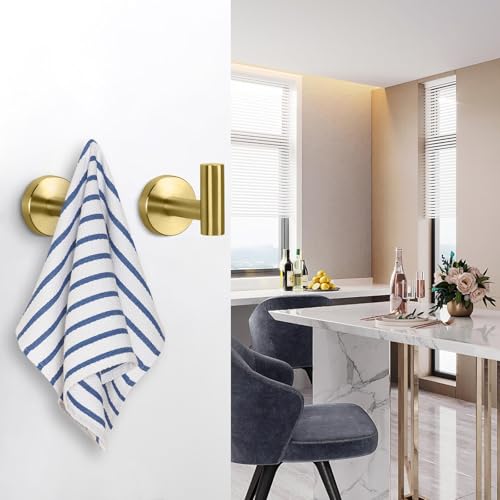 Bath Towel Hooks (Brushed Gold / 3 Pack)