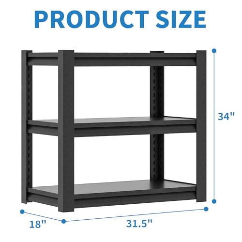3 Tier Metal Shelving Unit (Black / T3-YH01-01(17.99''D*33.98''W*31.5''H))