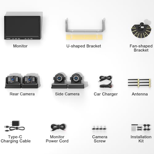 Magnetic Wireless Backup Camera (Mars Black / 10 inches 4-Camera)
