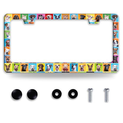 Dog Pet Puppy Stainless Steel License Plate Frame for US Cars Decor (Dog)