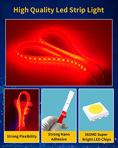 Car Led Strip Lights (Red / 12 inch)