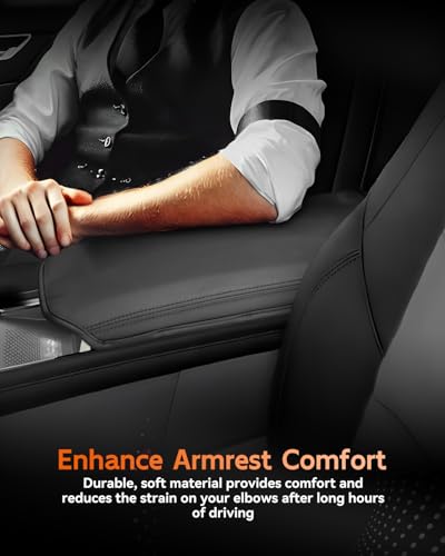for Chevrolet Blazer EV 2024 2025 2026 Center Console Cover Armrest Box Cover for Chevy Blazer EV (Blazer EV 2024-2026 Thin Black leather)
