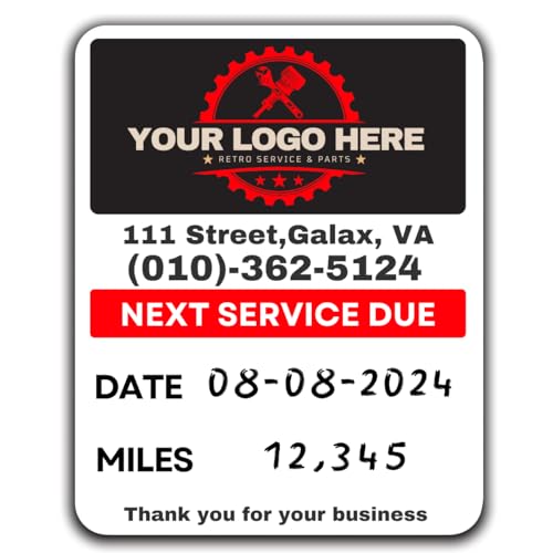Oil Change Stickers for Windshield Personalized with Your Logo (Small)