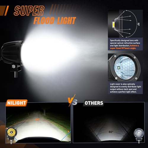 2 PCS 3" Spot Round LED Light Pods (2Pcs White Lights +Wiring harness)