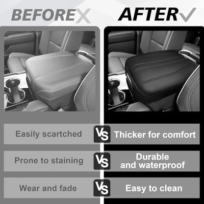 Armrest Cover for Silverado Sierra 2019 (16) 25+ |Yukon&Tahoe&Suburban| Black, Regular)