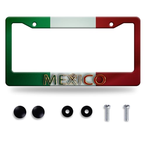 Mexico Flag License Plate Frame Stainless Steel Car Accessory 6.3x12.3Inch (Personalise Mexico Flag)