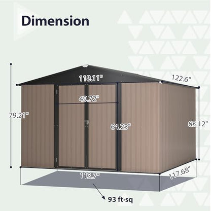 Metal Storage Shed (Brown / 10x10 Ft)