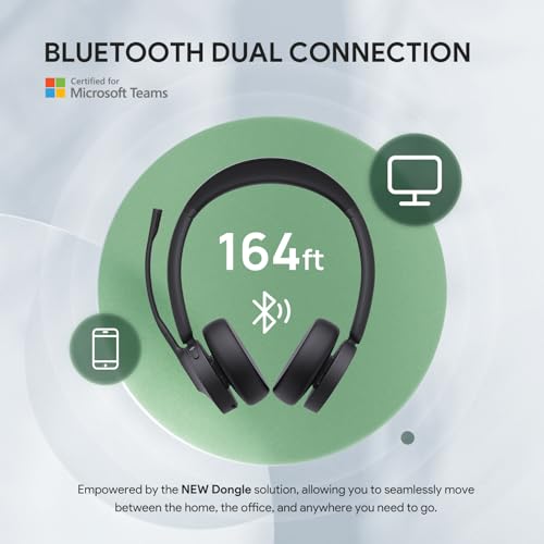 BH70 Teams Bluetooth Headset with Mic for Work (Black (Teams) / Dual (USB-C to A))