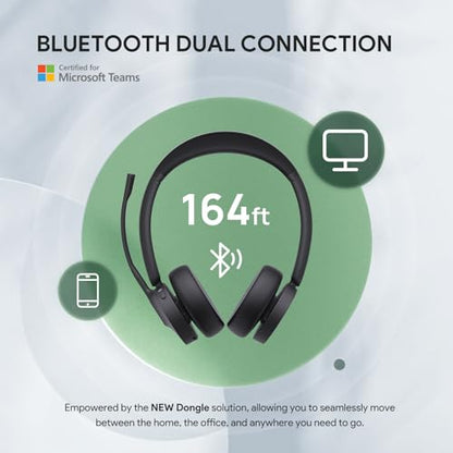 BH70 Teams Bluetooth Headset with Mic for Work (Black (Teams) / Dual (USB-C to A))