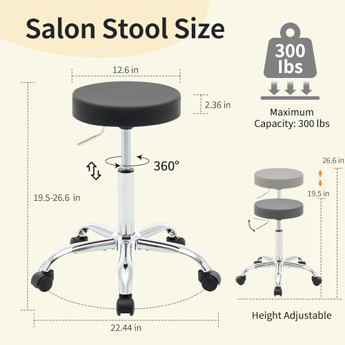 Tatto Rolling Chair (Black / No Back & Footrest)