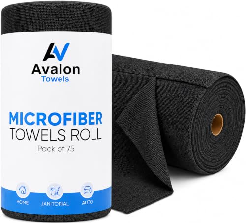 Microfiber Cleaning Cloth Roll (75 Count (Pack of 1) / Black)