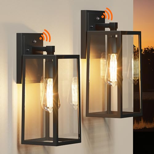 Dusk to Dawn Outdoor Light Fixtures Wall Mount (Black / 13.78 in (2-Pack))