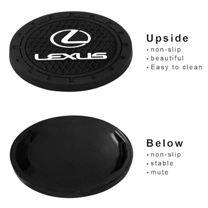 Car Cup Holder Coaster for Lexus ES350 GS350 GS300h GS450h is300 ls460 rx350 Series Recessed Silicone Cupholder Coaster Interior Accessories 2.75in 2Pieces Black (Black-04)