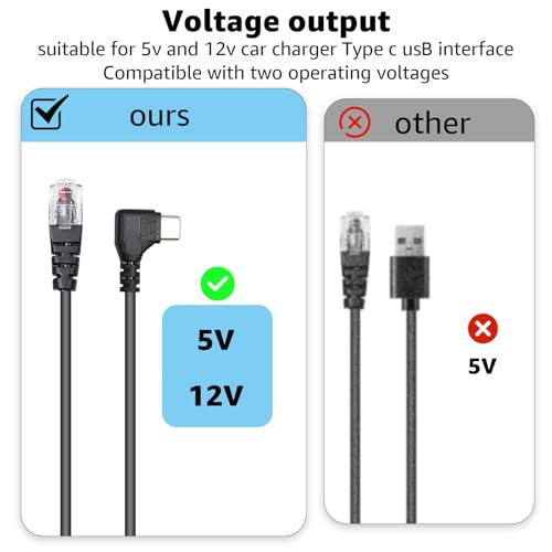 USB C to RJ11 Radar Detector Power Cable for Uniden Escort & More 13FT (USB-C to RJ11)