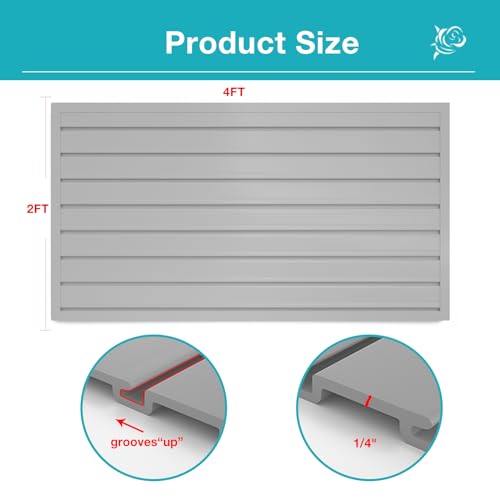2 x 4ft Slatwall Panel Wall Storage Systems (2x4ft / Grey)