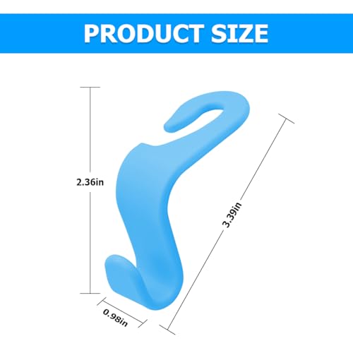 4 Pack Curved Headrest Hooks for Vehicle Seats (Light Blue)