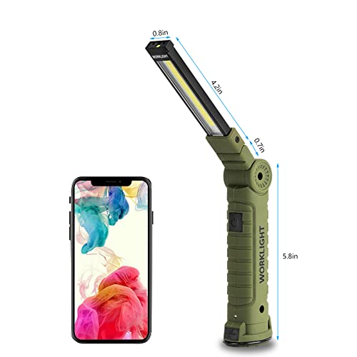 4 Pack Rechargeable LED Work Lights with Magnetic Base and 360° Rotation (Green / 4 Pack)