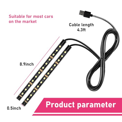 Car LED Strip Light (White / 24 LED, USB Port)