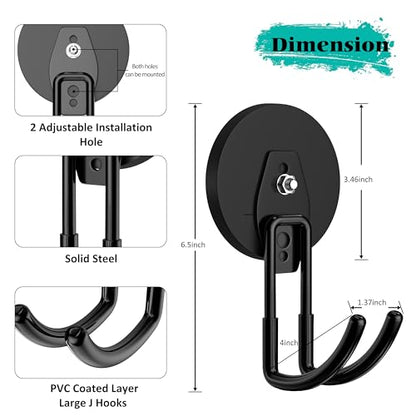 Strong Magnetic Hooks Heavy Duty Magnetic Garage Hook (Black_J_Hooks)