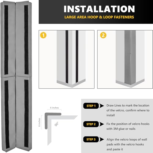 Wall Corner Guards & Edge Protector (6FT TALL 6in SIDES / Gray)