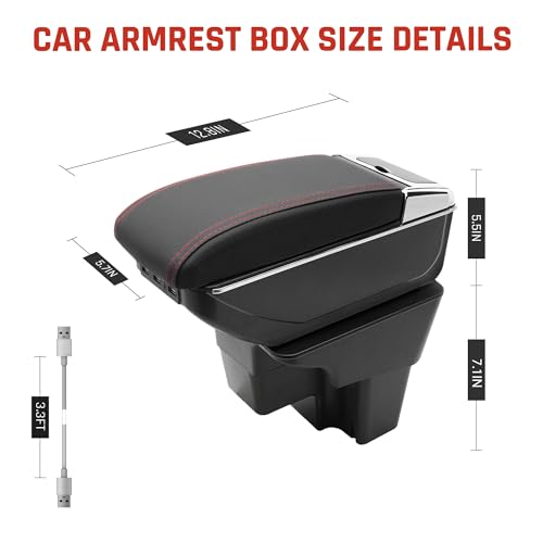 Car Armrest Box for KIA Stonic Rio 3 2018 (7 USB Ports / Red Thread)