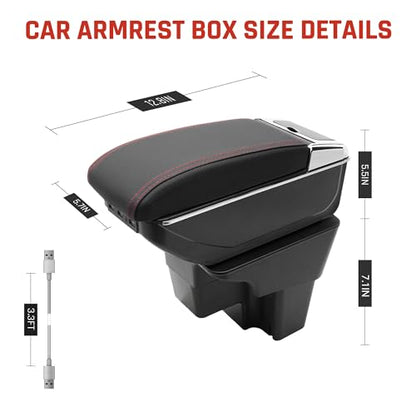 Car Armrest Box for KIA Stonic Rio 3 2018 (7 USB Ports / Red Thread)