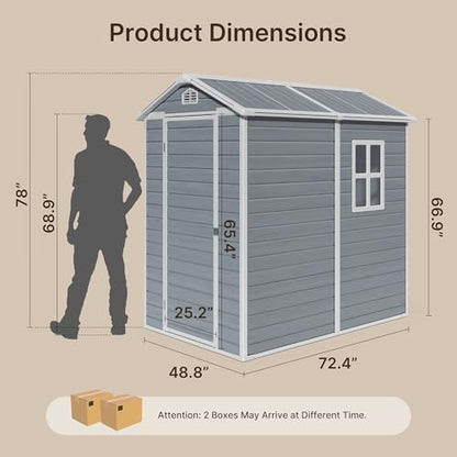 6x4 FT Outdoor Storage Shed with Floor (6.4 ft x 4.4 ft)