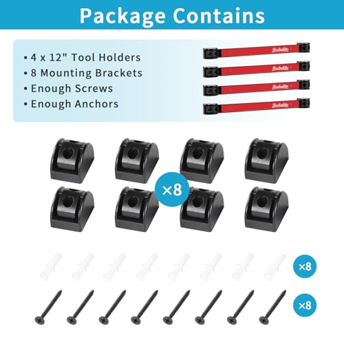 4 Pieces 12" Magnetic Tool Holder Strip (Red 4PC / 12")