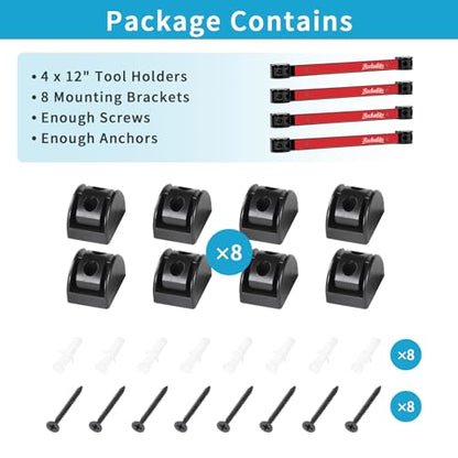 4 Pieces 12" Magnetic Tool Holder Strip (Red 4PC / 12")