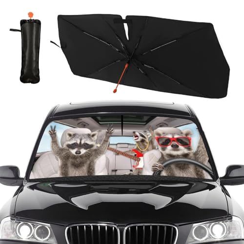Raccoon Car Windshield Sun Shade Umbrella Style Sunshade Funny (57'' X 30'' / style-AB24)